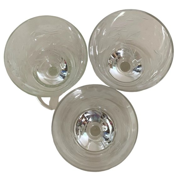 Vintage Etched Floral Crystal Sherry Cordial Glass 5.25" tall x 2.25" Set of 3 - Picture 8 of 15